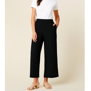 EUC UMGEE WIDE LEG PULL ON TEXTURED BLACK PANTS TROUSERS SZ L